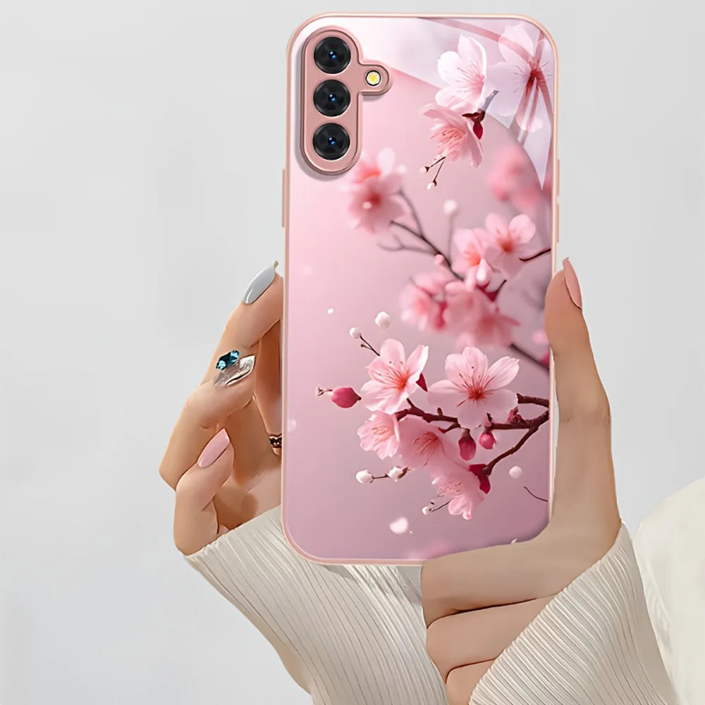 Lotus Flowers Glass Phone Case For Samsung S26 Ultra S25 S24 S23 Plus A57 5G A56 A55 A54 A53 A37 A36 A17 A26 A25 A24 Cases Cover