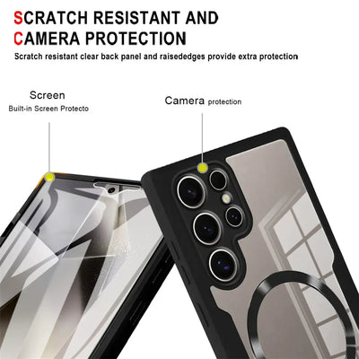 360° Full Shockproof Case for Samsung Galaxy S26 S25 S24 S23 S22  Ultra Plus FE Wireless Charging Transparent Cover