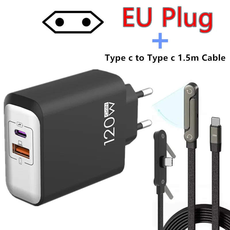 120W GaN USB C QC 3.0 Fast Charger Quick Charging PD Charger EU US UK Wall Power Adapter For iPhone Samsung Xiaomi Huawei iPad﻿﻿