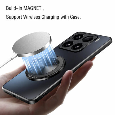 AG Matte Magnetic Case for Magsafe Xiaomi 17 Pro Max 15 14 13T 13 Pro Bracket 360° Rotating Ring Stand Holder Back Cover