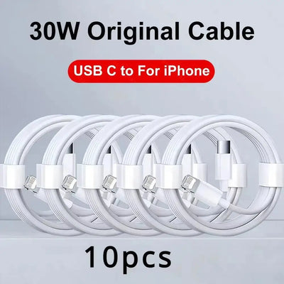 5-1pcs 30W Fast Charging Cable Foe iPhone 13 12 11 14 Pro Max Mini USB C Cable For X XR XS MAX 7 8 14 Plus 6