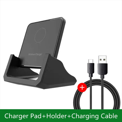 Fast Wireless Charger Pad + Holder for iPhone 17 15 14 13 12 11 Pro Max XR Samsung Galaxy Xiaomi Wireless Charging Dock Station
