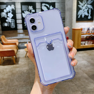 Transparent Card Bag Holder Phone Case For iPhone 17 Pro Max 11 12 13 14 15 16 Pro Max Air 7 8 Plus XR XS SE 2020 SE 2022 Cover