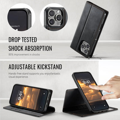 For iPhone 16e 16 15 14 13 12 11 Pro Max Detachable Wallet Case Compatible with Magsafe, 2-in-1 PU Leather Flip RFID Blocking