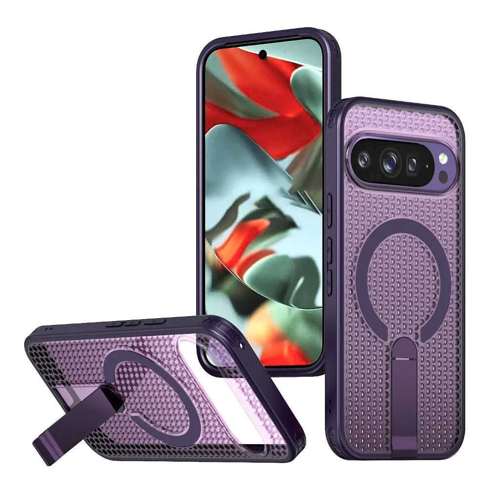 Magnetic Bracket Cooling Shockproof Phone Case For Google Pixel 11 10 9 Pro XL 10A 9A Mesh Ventilation Wireless Charging Cover