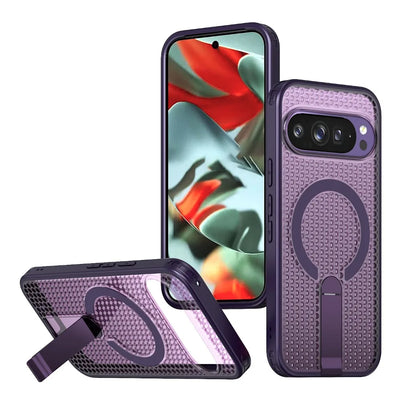 Magnetic Bracket Cooling Shockproof Phone Case For Google Pixel 11 10 9 Pro XL 10A 9A Mesh Ventilation Wireless Charging Cover