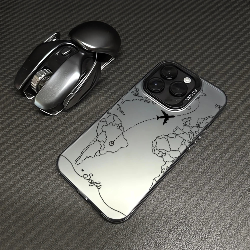Planes Travel World Map Cover Phone Case For iPhone Apple 16 15 14 12 13 11 Pro 8 7 SE Plus X XS Max Clear Hard Case Funda
