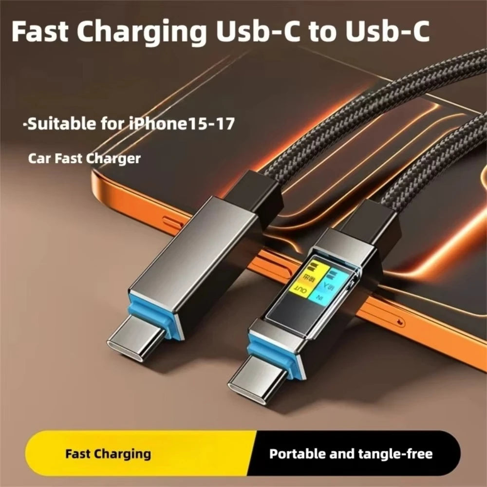 E-marker Chip Braided Bold USB C To Type C Safety Fast Charging Cable for iPhone 17 16 15 Pro Max Xiaomi Samsung S24 S25