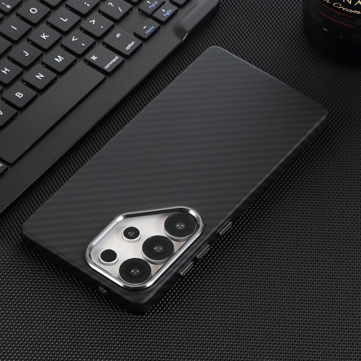 Luxury Kevlar Aramid Fiber Case For Samsung Galaxy S22 S23 S24 S25 S26 Ultra Plus Magnetic Carbon Fiber Phone Cover For S26 Plus
