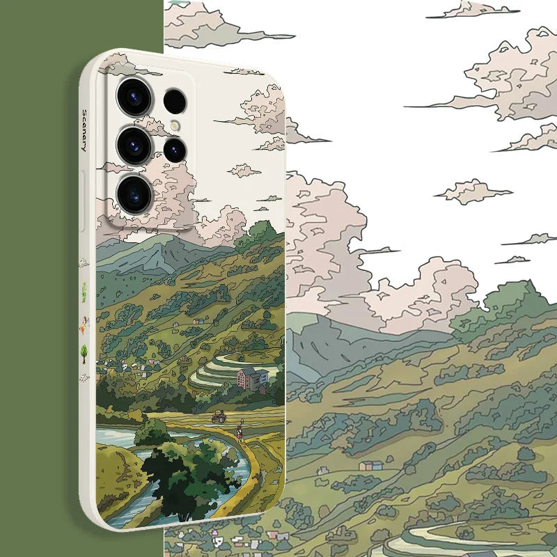 Pastoral Scenery Phone Case For Samsung Galaxy S25FE S24 S23 S22 S21 S20 S10 S10E S9 Ultra Plus FE Note 20 Ultra 10 9 Plus Cover