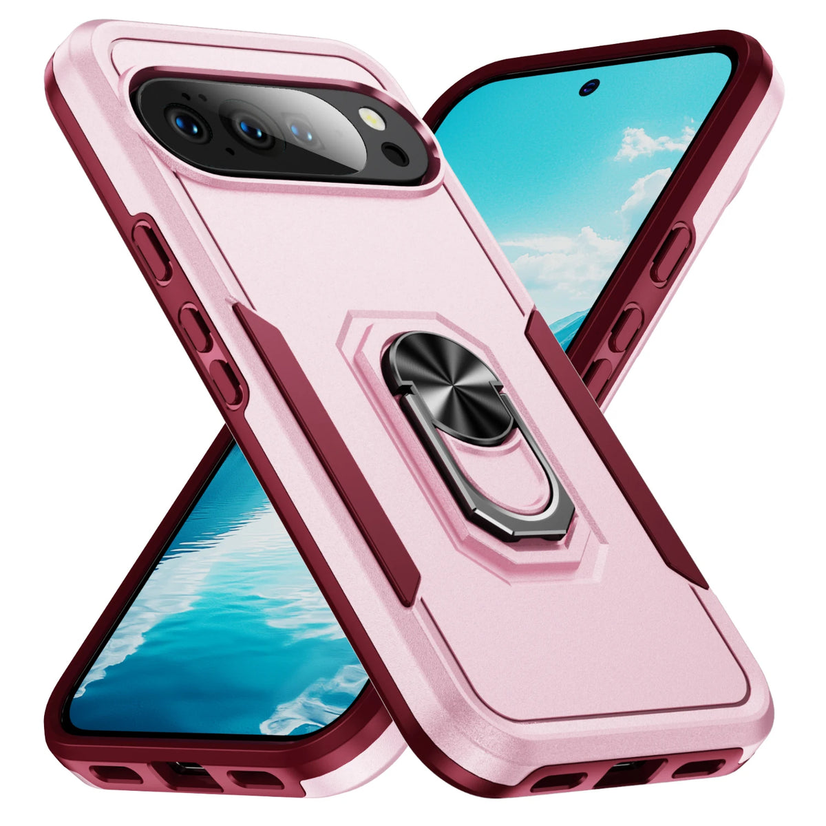 Military Heavy-Duty Magnetic Ring Stand Case For Google Pixel 10 9 8 7 6 A Pro XL Rugged Matte Hybrid Shockproof Defender Cover