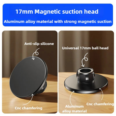 Strong Magnetic Car Phone Holder Aluminum 17mm Ball Mount Base Hands Free Driving Dashboard Windshield Installation Accessories