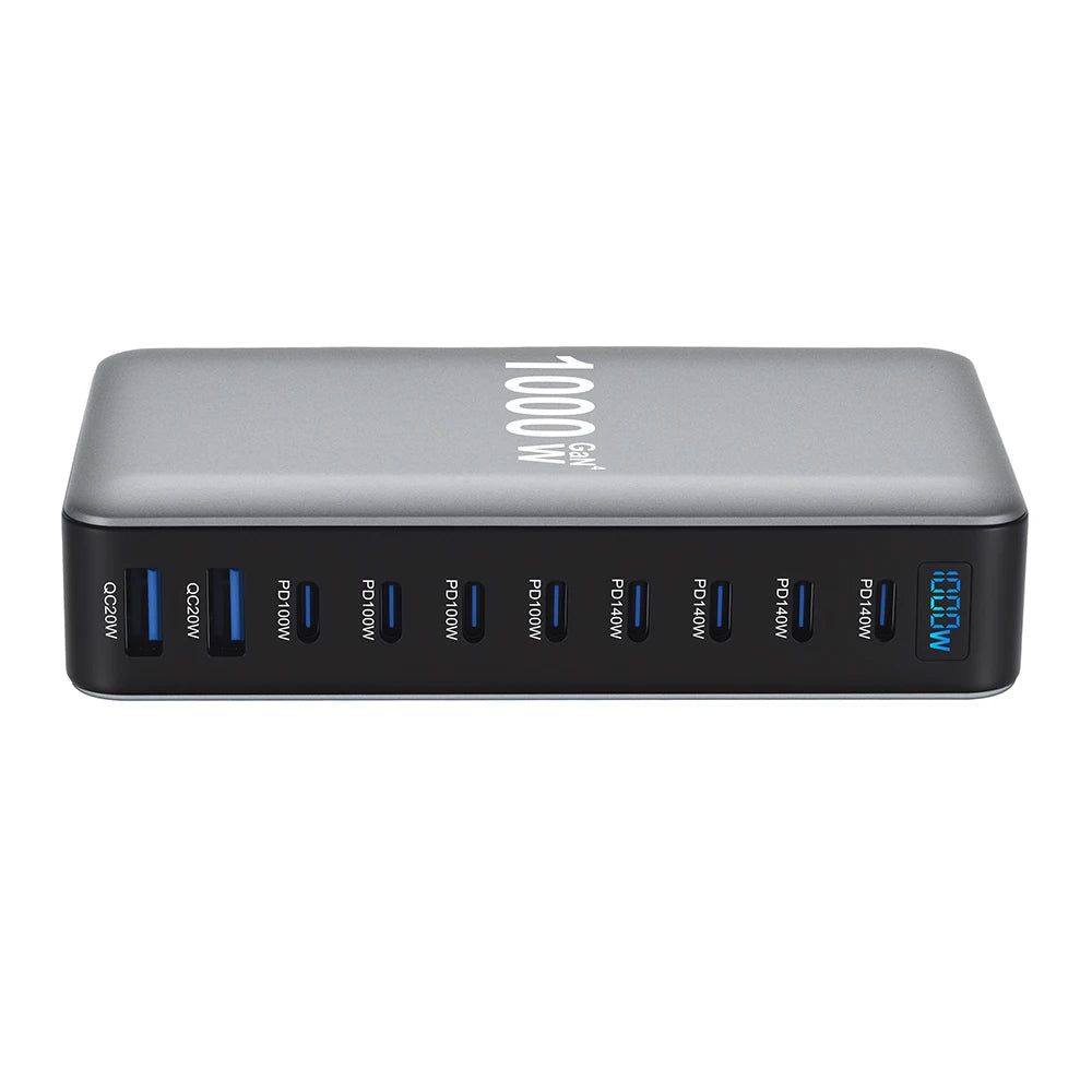 1000W GaN Charger USB C Fast Desktop 10Port USB Type C PD3.1 Charger Fast Charging for iPhone 17 16 15 Samsung S24 Xiaomi Laptop