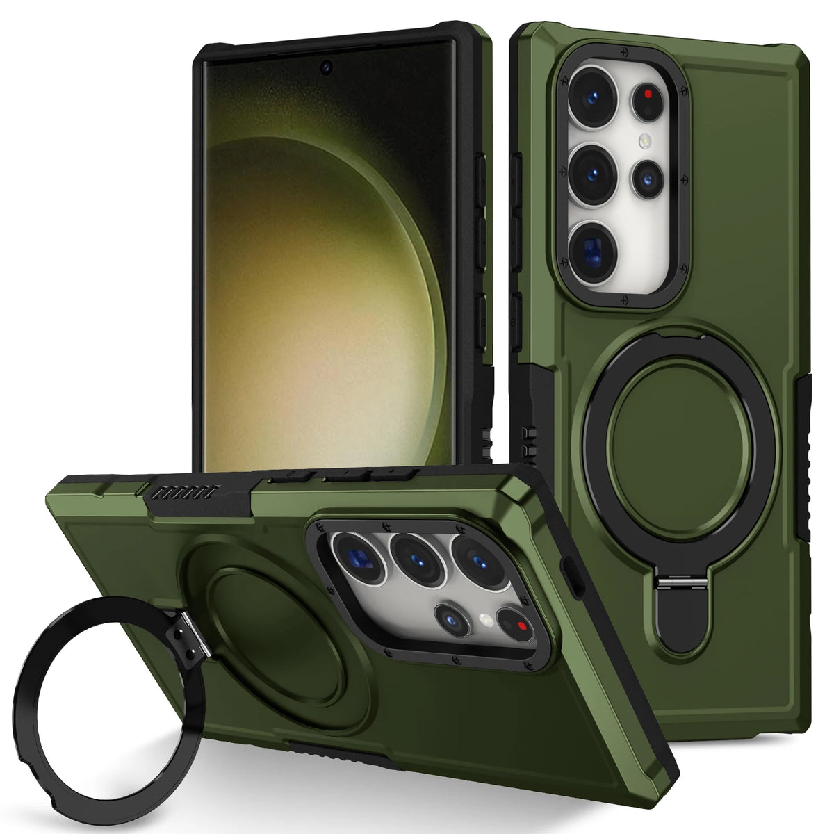 Luxury Armor Case for Samsung Galaxy S26 S25 S24 S23 S22 S21 S20 Note 20 Ultra Plus FE F12 Ring Holder Slide Lens Stand Cover