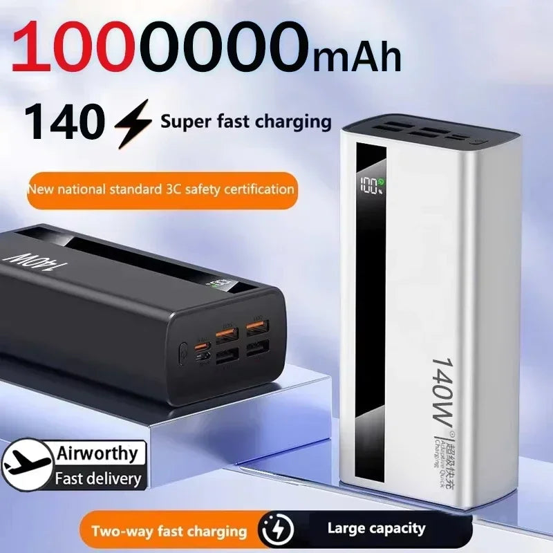 Lenovo 140W Super Fast Charging Power Bank 500000mAh CCC Certified LED Digital Display Portable External Battery for XiaomiHuawe
