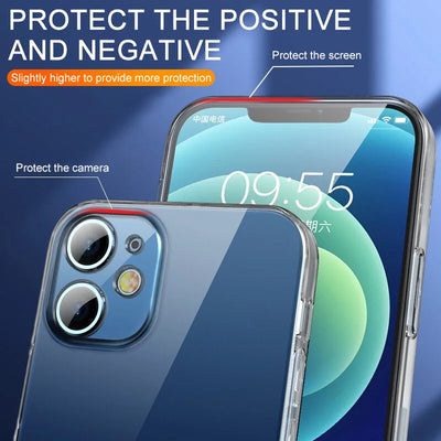 Clear Shockproof Silicone Case For iPhone 11 12 13 14 15 16 Pro Max mini Plus X Xr Xs Max Transparent Cover
