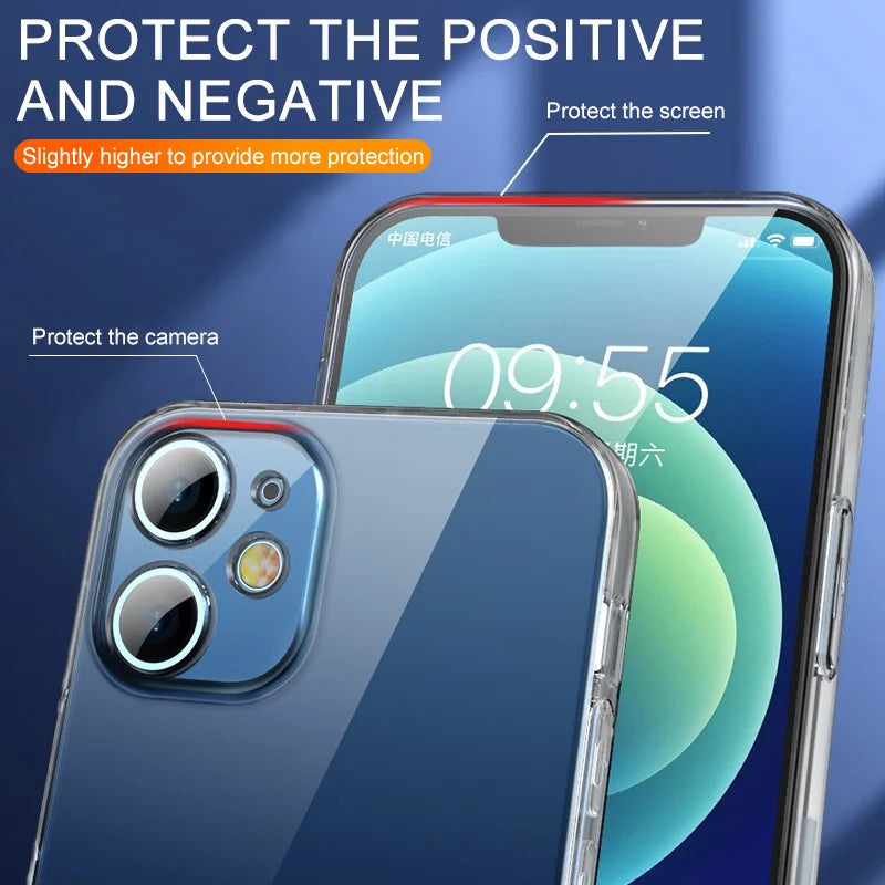 Clear Shockproof Silicone Case For iPhone 11 12 13 14 15 16 Pro Max mini Plus X Xr Xs Max Transparent Cover