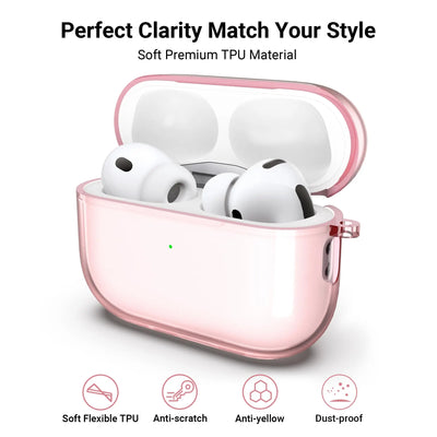 (Clear Pink) For AirPods Pro 3 Earphone Case Accessories For AirPods Pro 3rd Generation Protective Case Cover 2026 with Keychain