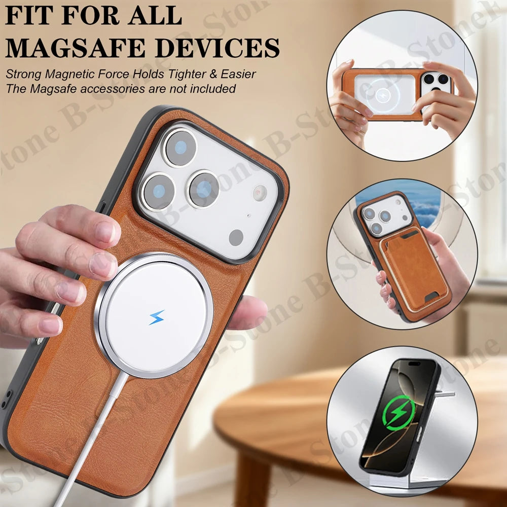 2 In 1 Leather Flip Case for Iphone 18 17 Promax 16 Pro Max 15 Plus 14 13 12 17E 16E Magnetic Cash Card Holder Wallet Phone Case