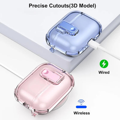 Earphone Case for AirPods Pro 3/Pro 2/4 with Secure Lock Soft TPU Transparent Protective Case with Lanyard for AirPods 4/Pro 3