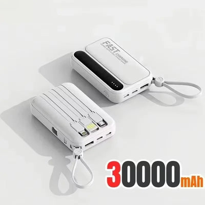 Lenovo 500000mAh Fast Charge Power Bank Portable Large Capacity 4 Built‑in Cables Backup Battery for Smartphones Daily Outdoor