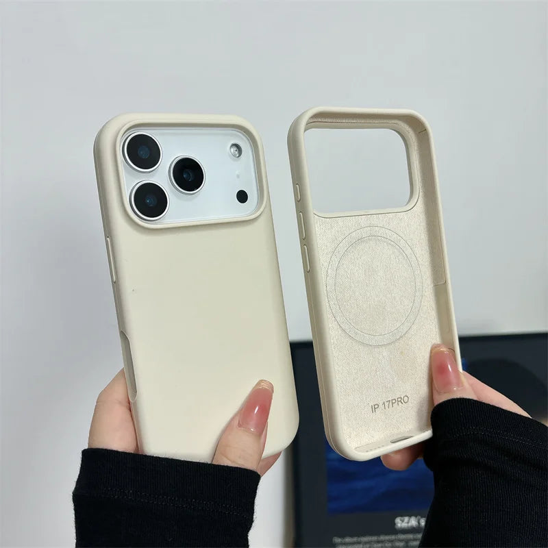 Magnetic Liquid Silicone Case for iPhone 18 17 Pro 17 Pro Max 16 15 14 For Magsafe Big Camera Hole Cover Shockproof Protective