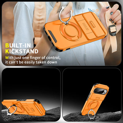 Armor Magnetic Ring Bracket Case For Google Pixel 11 10 9 Pro XL 10Pro For Pixel 9A 8A 7 Pixel 10 11 Pro Slide Lens Protect Case