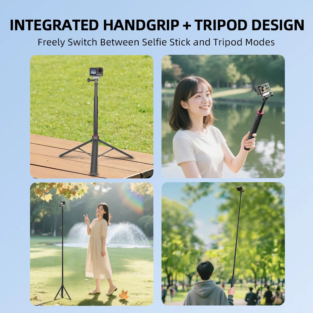 Flymile Pocket 4 Tripod Selfie Stick Extendable Long Hand Grip for DJI Pocket 3/Action 6/Insta360 X5 X4/Gopro 13 Accessories
