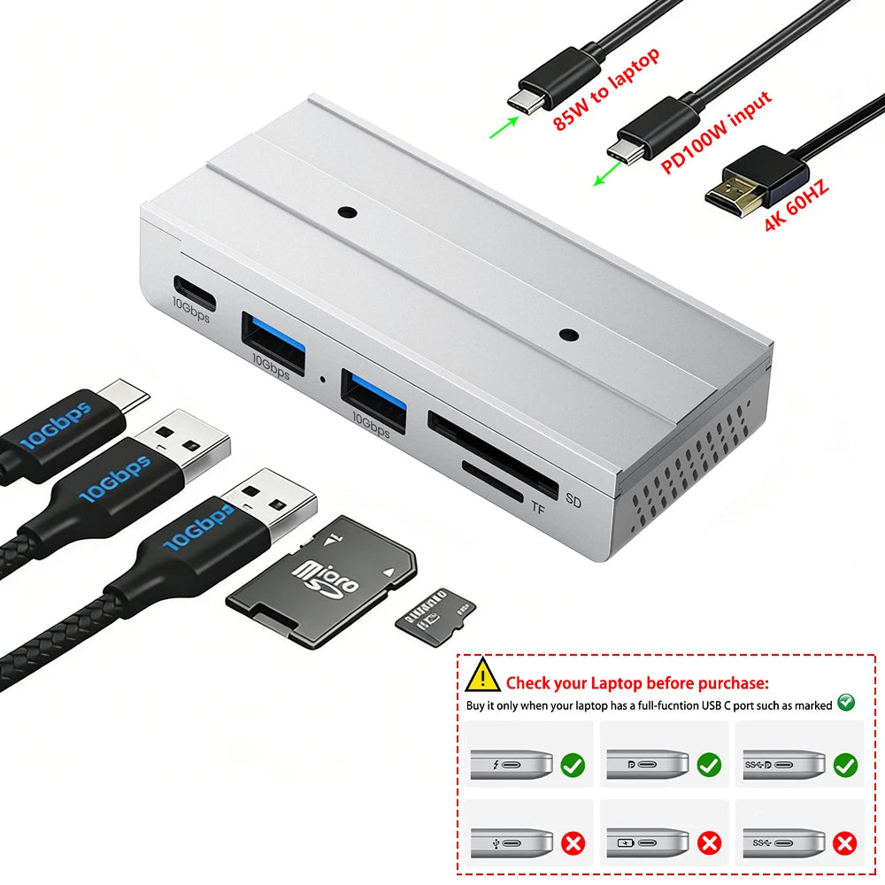 10Gbps USB HUB Desk Magnetic USB3.2 Splitter Adapter High Speed Data Transfer For MacBook Pro iMac Pro PC Laptops Accessories