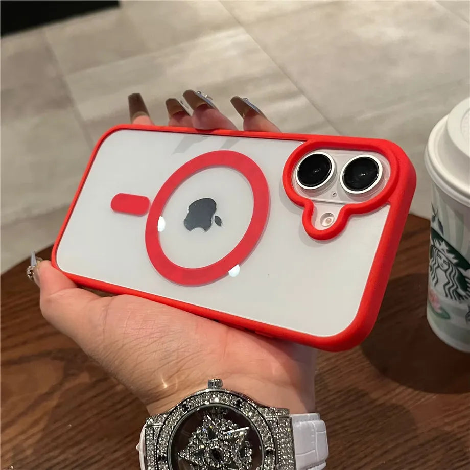 Luxury For Magsafe Transparent Case For iPhone 11 12 13 14 15 16 17 Pro Max Mini Plus Magnetic Wireless Charge Bumper Case Cover