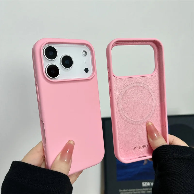 Magnetic Liquid Silicone Case for iPhone 18 17 Pro 17 Pro Max 16 15 14 For Magsafe Big Camera Hole Cover Shockproof Protective