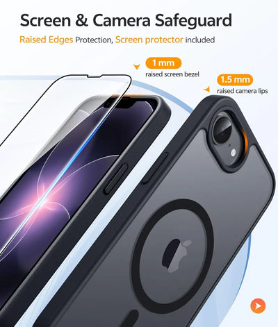 For iPhone 17e/16e Phone Case with Magnetic Translucent Matte Cases with [Screen Protector]  Shockproof Protective Phone Cover -