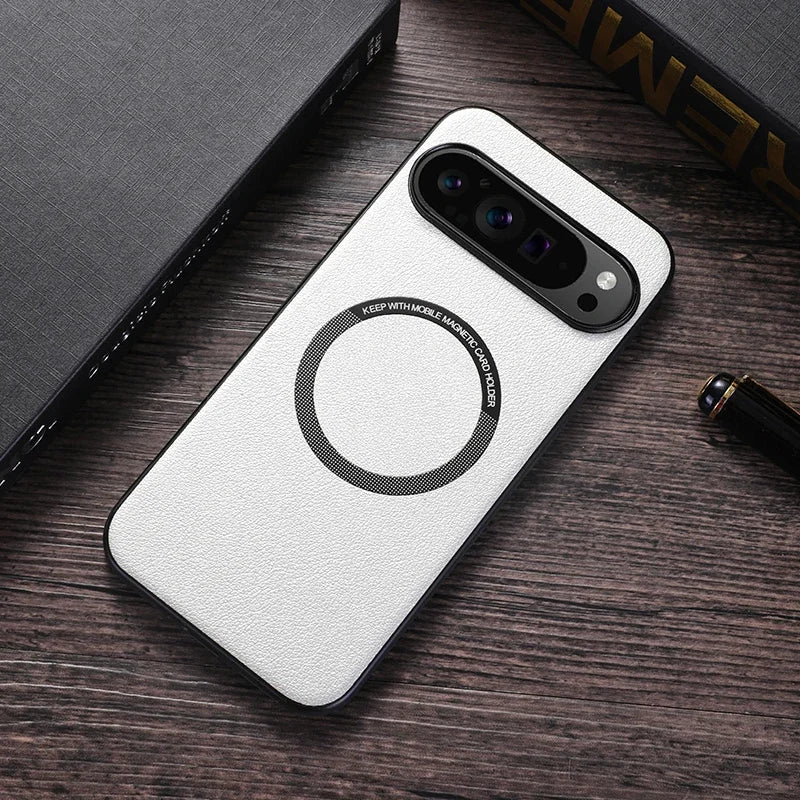For Google Pixel 10 Pro XL Magsafe Magnetic Wireless Charging Case For Pixe 9 Pro XL 8 Pro PU Leather Shockproof Soft Cover