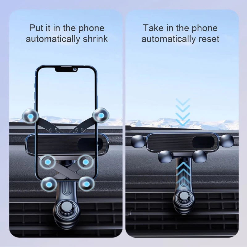SEAMETAL Gravity Car Phone Holder Air Vent Telescopic Car Phone Mount 360-Degree Air Outlet Smartphone Support for 4.7-7 inch