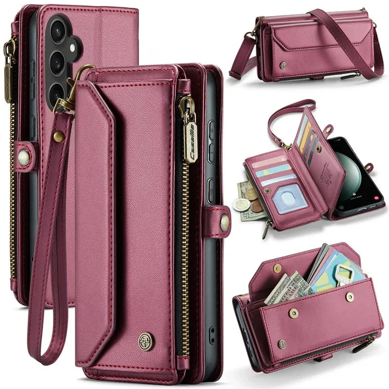 Crossbody Lanyard Wallet Case for Samsung Galaxy S26 S25 S24 Ultra S23 FE S22 Plus A17 A37 A57 A16 A36 A56 A15 A35 A55 Cover