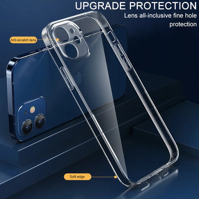 Clear Shockproof Silicone Case For iPhone 11 12 13 14 15 16 Pro Max mini Plus X Xr Xs Max Transparent Cover