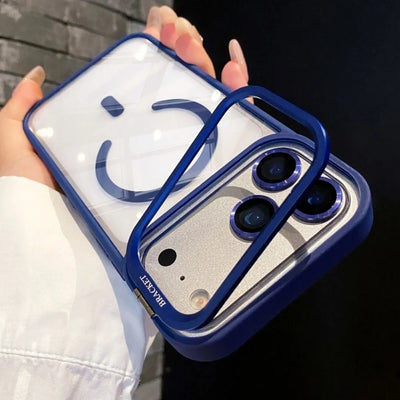 Magnetic Clear Phone Case for Apple iPhone 17 Air 16 15 14 Plus 13 12 11 Pro Max Transparent Camera Kickstand Protective Cover