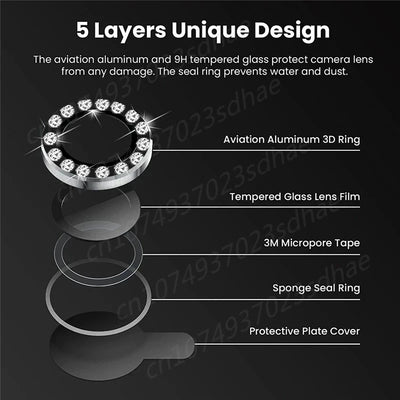 Bling 3D Diamond Metal Camera Ring Protector For Samsung Galaxy A55 A35 A54 A34 A15 5G Alloy Lens HD Tempered Glass Protect Cap