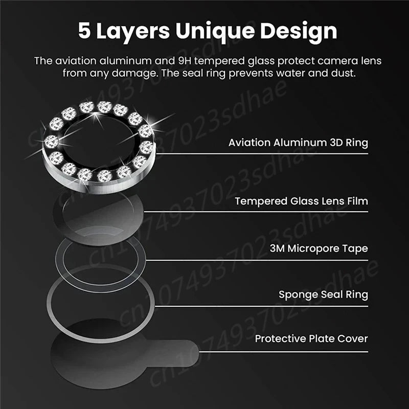 Bling 3D Diamond Metal Camera Ring Protector For Samsung Galaxy A55 A35 A54 A34 A15 5G Alloy Lens HD Tempered Glass Protect Cap