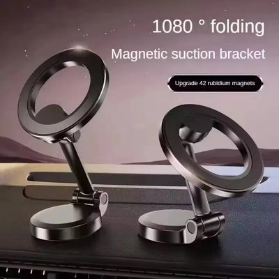 Foldable Magnet Car Mobile Phone Holder for MagSafe 360° Adjustable Magnetic Car Mount Stand for iPhone 17 Huawei Xiaomi In Car