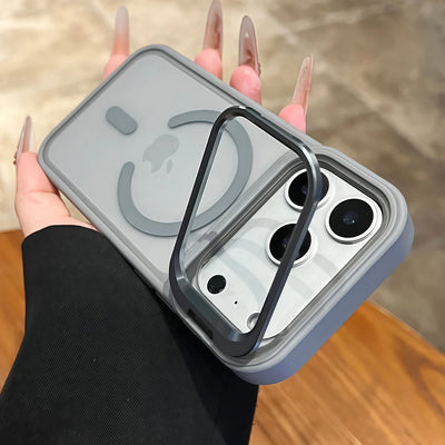 Matte Translucent Case For iPhone 18 17 16 15 14 13 12 Pro Max for Magsafe Mag Safe Charge Anti-fingerprint Stand Holder Cover