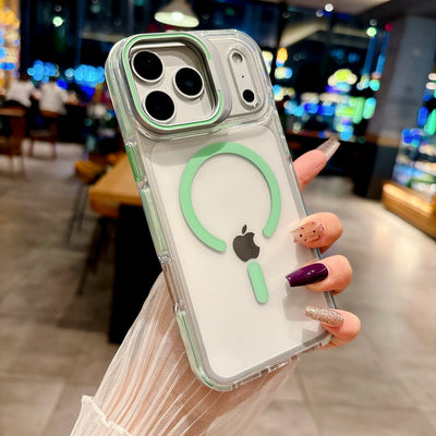For MagSafe Clear Kickstand Case for iPhone 18 17Pro Max 17Air 16 15 14 13 12 Magnetic Shockproof Transparent Camera Stand Cover