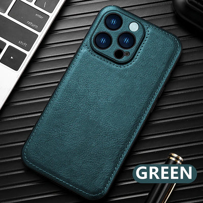 Luxury Solid Color Leather Bumper Soft Phone Case For iPhone 16 Pro Max 14 11 12 13 15 Pro Max Camera Lens Protection Back Cover