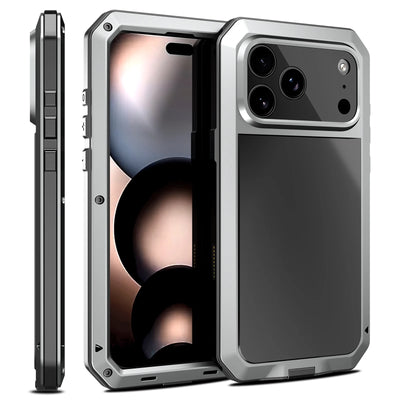 Luxury Heavy Duty Case For iPhone 18 17 16 Pro Max Plus Metal Heavy Duty 360 Full Body Shockproof Armour Protective Cover Fundas