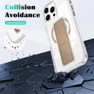 Luxury Folding Wristband Stand Magnetic Phone Case For iPhone 17 18 Pro Max 15 16 Plus 14 13 12 Shockproof Protective Back Cover