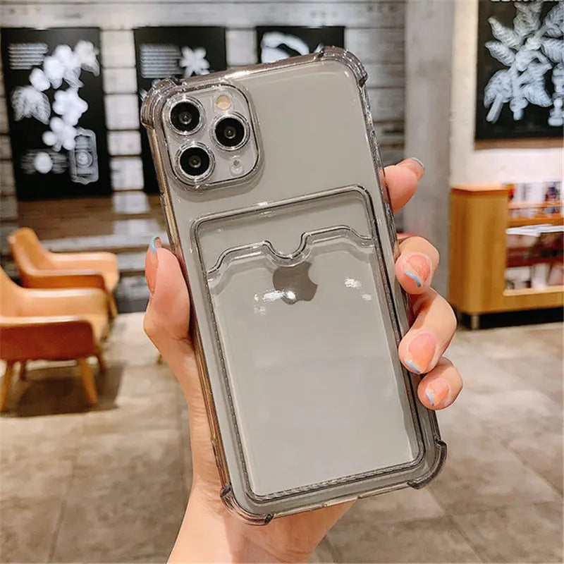 Transparent Card Bag Holder Phone Case For iPhone 17 Pro Max 11 12 13 14 15 16 Pro Max Air 7 8 Plus XR XS SE 2020 SE 2022 Cover