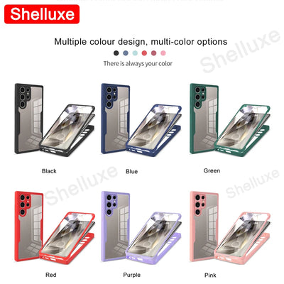 360 Full Body Front+Back Case Shelluxe For Samsung Galaxy S26 S25 Edge S24 S23 Ultra S22 Plus S21 FE Silicone Double Sided Cover