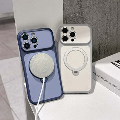 Magnetic Bracket Phone Case For iPhone 17 Air 13 14 15 16 17 Pro Max Matte KickStand For Magsafe Shockproof Stand Holder Cover