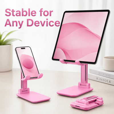 1pcs Foldable Adjustable Phone Stand, Portable Desktop Cell Phone Holder, Angle Height Adjustable Stable Mobile Phone Mount for Smartphone Tablet Home Office Travel