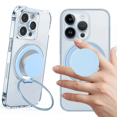 Grippopso Mobile Phone Finger Holder Socket Magnetic Cell Phone Grip Stand Finger Ring Kickstand Rotation Universal Phone Stand
